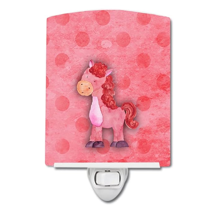 Caroline's Treasures BB7379CNL Polkadot Horse Watercolor Ceramic Night Light Compact, UL-Certified, Ideal for Bedroom, Bathroom, Nursery, Hallway, Kitchen, 6x4x3, Multicolor