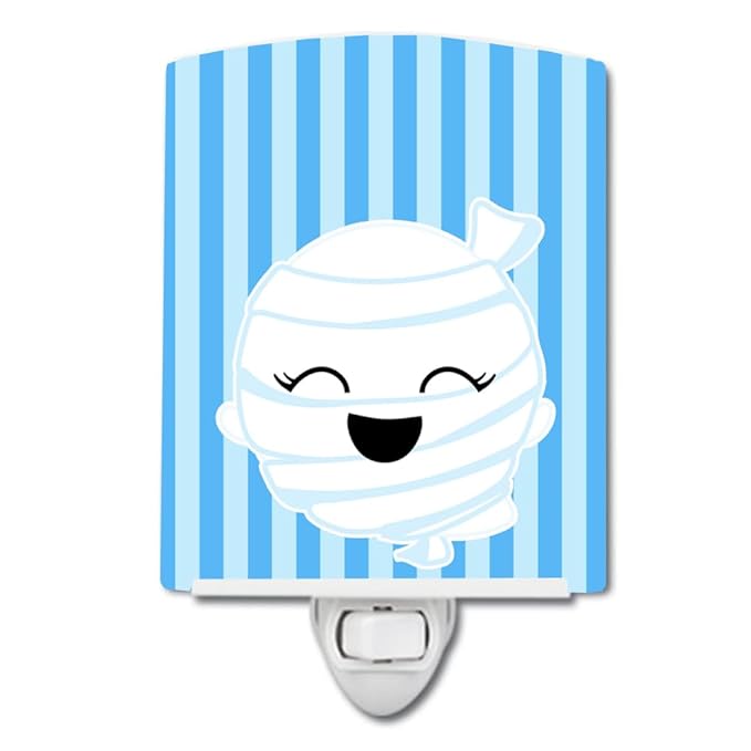 Caroline's Treasures BB6960CNL Halloween Ghost Mummy Ceramic Night Light Compact, UL-Certified, Ideal for Bedroom, Bathroom, Nursery, Hallway, Kitchen, 6x4x3, Multicolor