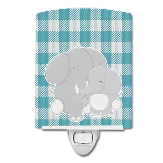 Caroline's Treasures BB8589CNL Elephants Ceramic Night Light Compact, UL-Certified, Ideal for Bedroom, Bathroom, Nursery, Hallway, Kitchen, 6x4x3, Multicolor