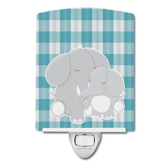 Caroline's Treasures BB8589CNL Elephants Ceramic Night Light Compact, UL-Certified, Ideal for Bedroom, Bathroom, Nursery, Hallway, Kitchen, 6x4x3, Multicolor