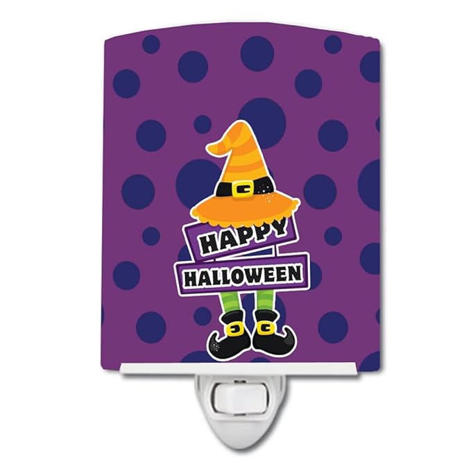 Caroline's Treasures BB8787CNL Happy Halloween Ceramic Night Light Compact, UL-Certified, Ideal for Bedroom, Bathroom, Nursery, Hallway, Kitchen, 6x4x3, Multicolor