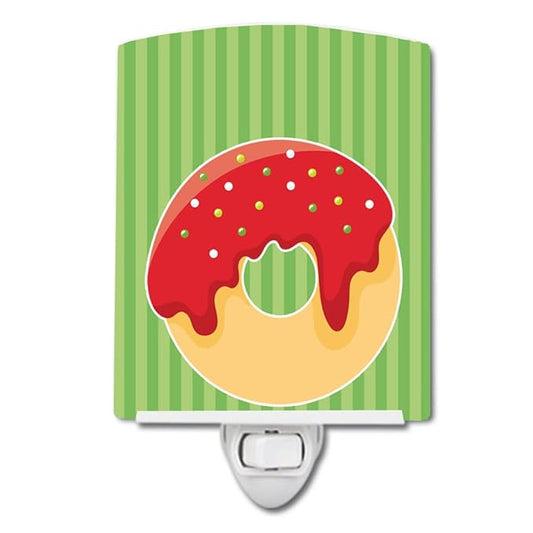 Caroline's Treasures BB6818CNL Christmas Donut Ceramic Night Light Compact, UL-Certified, Ideal for Bedroom, Bathroom, Nursery, Hallway, Kitchen, 6x4x3, Multicolor