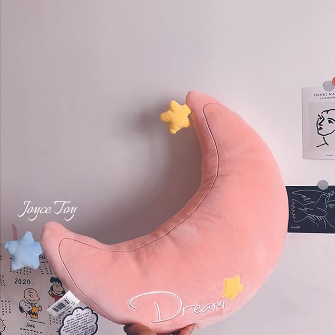 Moon Rainbow Cloud Pillow Cushion, Soft Plush Cloud Shaped Pillow Stuffed Rainbow and Moon Nursery Decor,Bedside Sofa Sleeping Pillow, Kids Cute Candy Color Cushion (Moon)