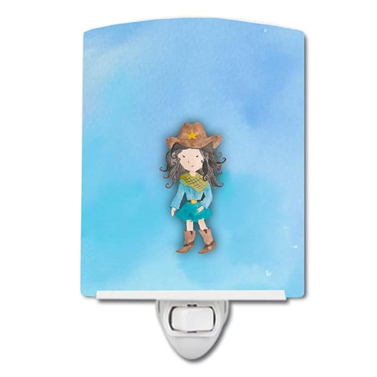Caroline's Treasures BB7367CNL Cowgirl Watercolor Ceramic Night Light Compact, UL-Certified, Ideal for Bedroom, Bathroom, Nursery, Hallway, Kitchen, 6x4x3, Multicolor