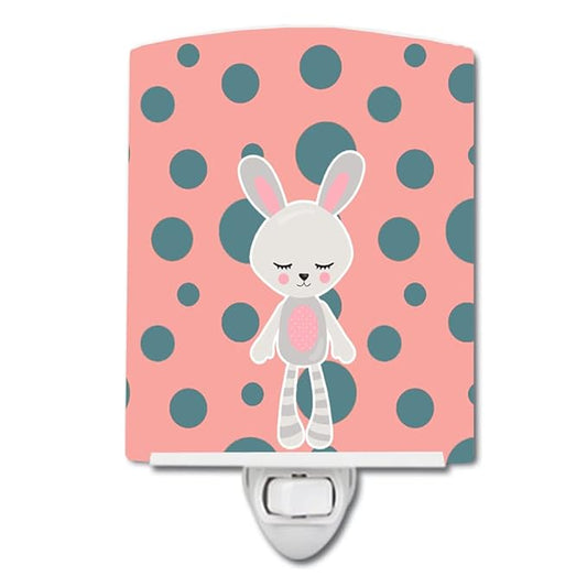 Caroline's Treasures BB9182CNL Rabbit Ceramic Night Light Compact, UL-Certified, Ideal for Bedroom, Bathroom, Nursery, Hallway, Kitchen, 6x4x3, Multicolor