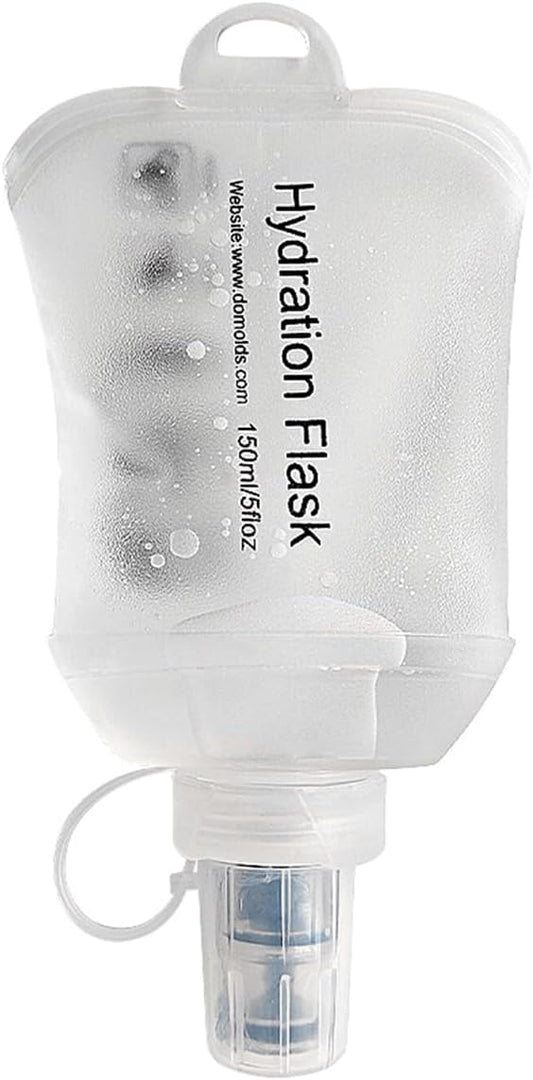 Transparent Frosted Texture Soft Flask, TPU Foldable Running Hydration Flask, for Hydration Packs/Running Vests-Running, Hiking, Cycling Folding Bottle-5 oz (150 ml)