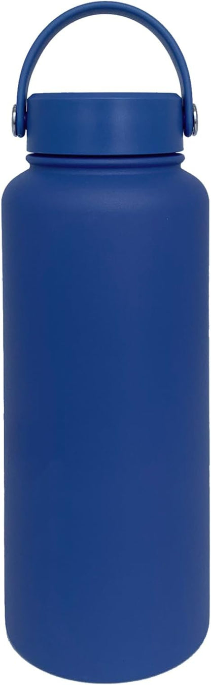 40oz Insulated Water Bottle ，Stainless Steel Sports Water Cup Flask with 2 Lids, Wide Mouth Travel Thermal Mug,Outdoor Sports Bottle（Dark Blue）
