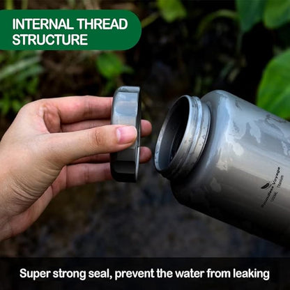 iBasingo 1050ml Titanium Bottle 600ml Nesting Cup Outdoor Camping Single Layer Wide Mouth Cookware Lightweight Portable Bottle Mug Hiking Picnic Solo Cooking Mess Kit