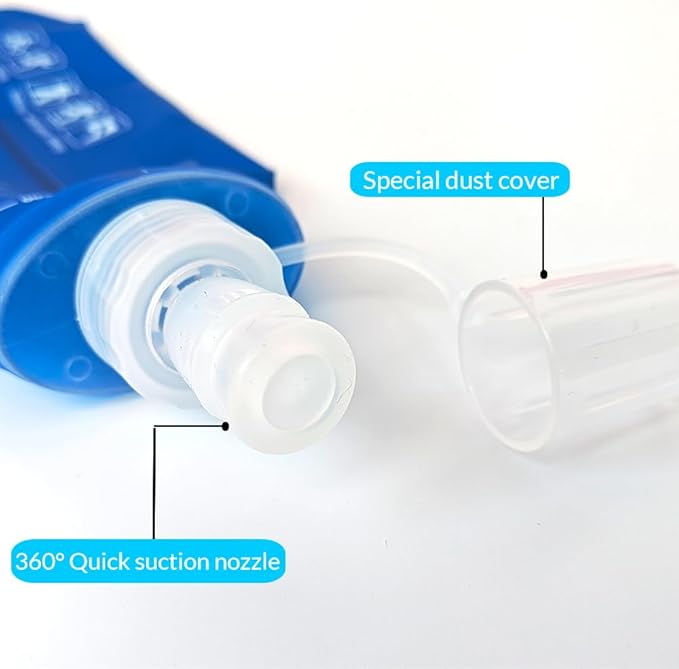 250 ml/8.5 oz Soft Flask, Flexible TPU Soft Water Flask for Running Vest, BPA-Free Hydration Flask for Running, Hiking, Cycling, Climbing-Blue