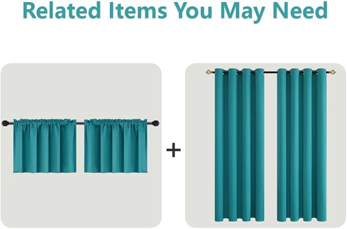 Mrs.Naturall 96 Inch Long Teal Blackout Curtains 2 Panel Set,Grommet Floor Length Room Darkening Curtains for Living Room