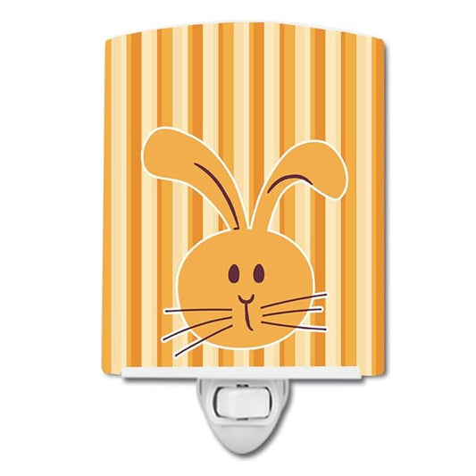 Caroline's Treasures BB7081CNL Rabbit on Stripes Ceramic Night Light Compact, UL-Certified, Ideal for Bedroom, Bathroom, Nursery, Hallway, Kitchen, 6x4x3, Multicolor