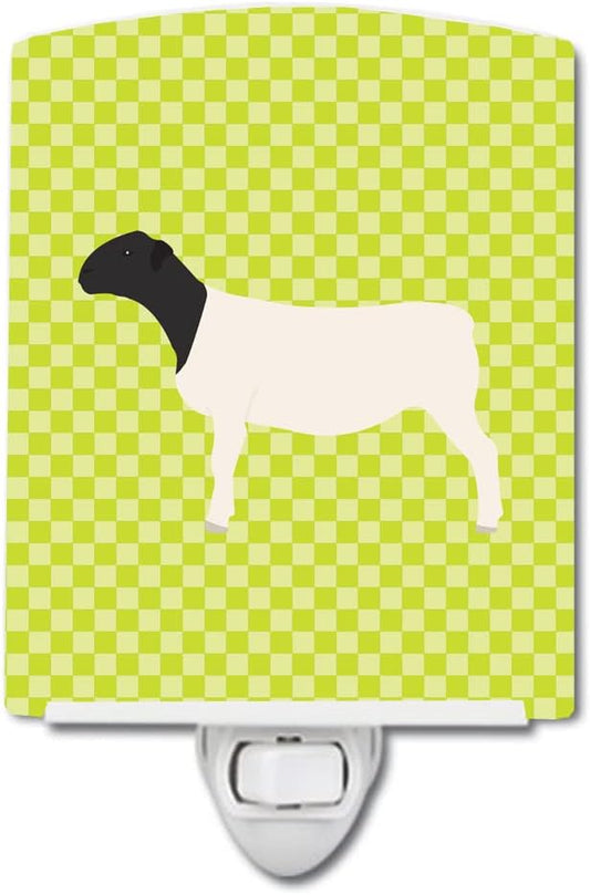 Caroline's Treasures BB7804CNL Dorper Sheep Green Ceramic Night Light Compact, UL-Certified, Ideal for Bedroom, Bathroom, Nursery, Hallway, Kitchen, 6x4x3, Multicolor