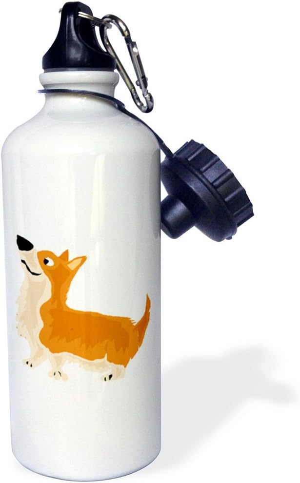 3dRose Funny Welsh Corgi Puppy Dog Art Sports Water Bottle, 21Oz, Multicolored,wb_218079_1