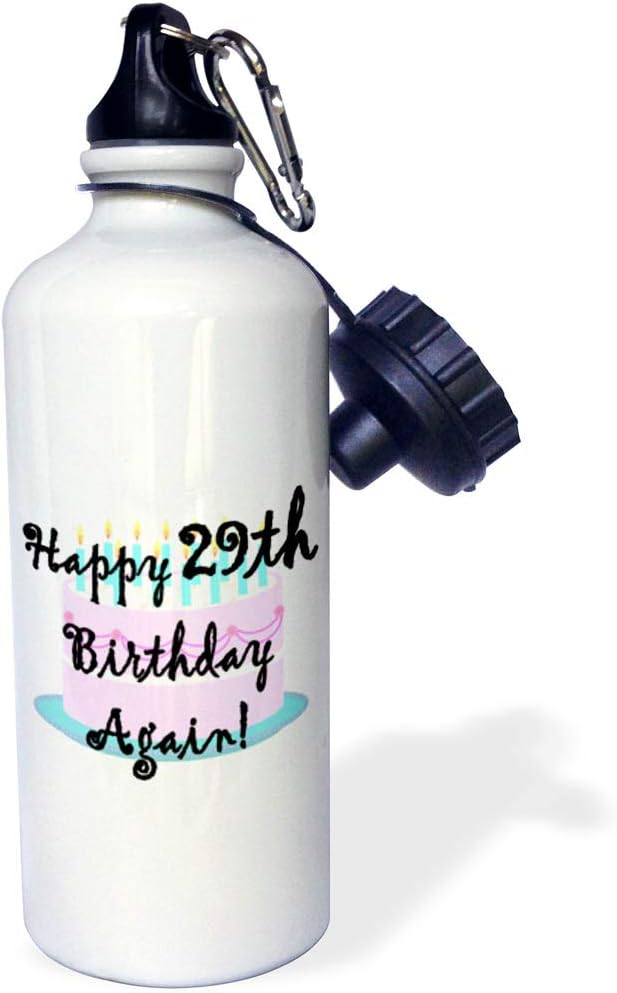 3dRose Happy 29th Birthday Again. -Sports Water Bottle, 21oz , 21 oz, Multicolor