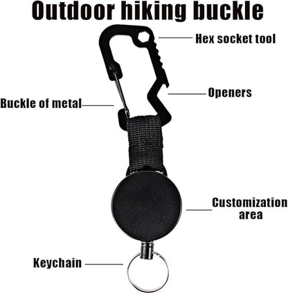 2PCS Retractable Keychain - Portable Heavy Duty Carabiner Clip & Bottle Opener, Badge Holder Key Ring, Flat Beer Openers, Badge Reel Key Chain, Camping Accessories