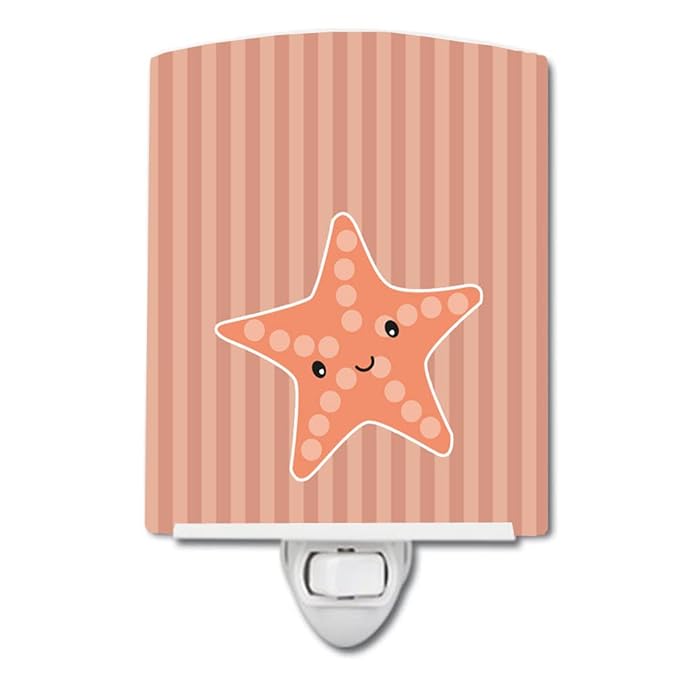 Caroline's Treasures BB7126CNL Starfish Ceramic Night Light Compact, UL-Certified, Ideal for Bedroom, Bathroom, Nursery, Hallway, Kitchen, 6x4x3, Multicolor