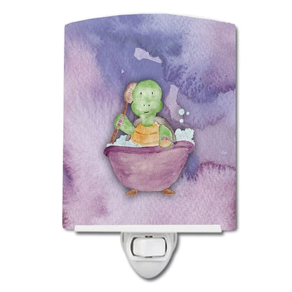 Caroline's Treasures BB7344CNL Turtle Bathing Watercolor Ceramic Night Light Compact, UL-Certified, Ideal for Bedroom, Bathroom, Nursery, Hallway, Kitchen, 6x4x3, Multicolor