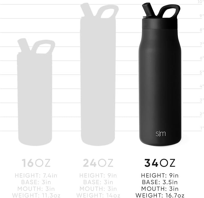 Simple Modern Water Bottle with Push Button Straw Lid | Ceramic-Lined Insulated Stainless Steel | Travel Water Bottles for Gym & Sports | Leak Proof | Mesa Signature Collection | 34oz, Forest
