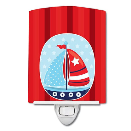 Caroline's Treasures BB8871CNL Nautical Sailboat Ceramic Night Light Compact, UL-Certified, Ideal for Bedroom, Bathroom, Nursery, Hallway, Kitchen, 6x4x3, Multicolor