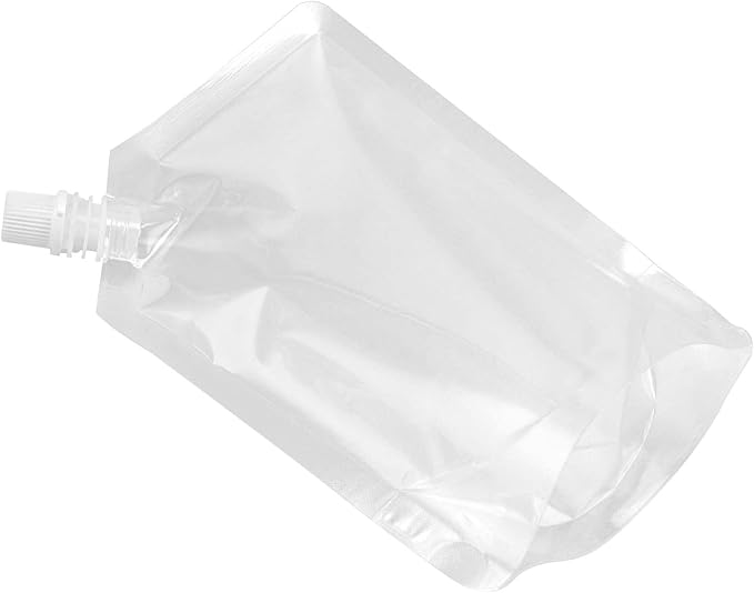 50 Pieces 8 x 4 Inch Plastic Drink Pouches, 16oz Plastic Flasks with Screw Cap and Funnel Flask Pouch for Party, Travel and Outdoor Use, BPA Free, Clear