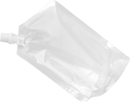50 Pieces 8 x 4 Inch Plastic Drink Pouches, 16oz Plastic Flasks with Screw Cap and Funnel Flask Pouch for Party, Travel and Outdoor Use, BPA Free, Clear