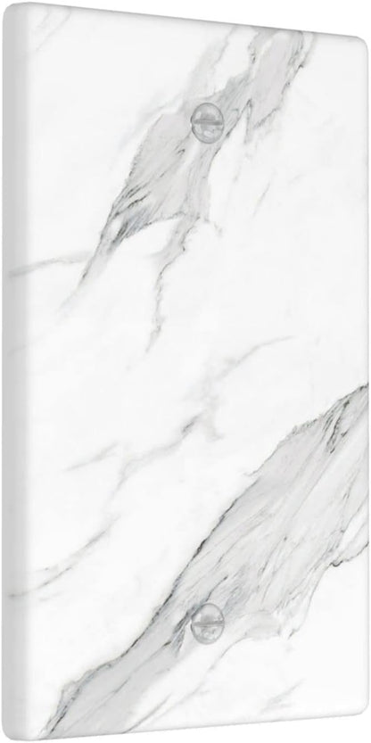 Marble Grey Wall Plate Decorative Light Switch Cover 1-Gang Single Blank Faceplate for Bathroom Kitchen Farmhouse Bedroom White