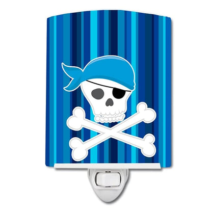 Caroline's Treasures BB8980CNL Pirate Skull and Cross Bones Ceramic Night Light Compact, UL-Certified, Ideal for Bedroom, Bathroom, Nursery, Hallway, Kitchen, 6x4x3, Multicolor