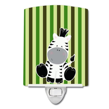 Caroline's Treasures BB8607CNL Zebra on Stripes Ceramic Night Light Compact, UL-Certified, Ideal for Bedroom, Bathroom, Nursery, Hallway, Kitchen, 6x4x3, Multicolor