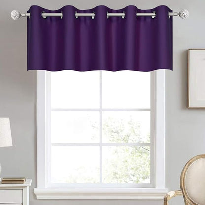 Purple Valances for Windows Solid Grommet Top Blackout Valance Window Treatment for Kitchen/Living Room Short Straight Drape Valance for Bedroom Kids Room 70X18 1 Panel Royal Purple