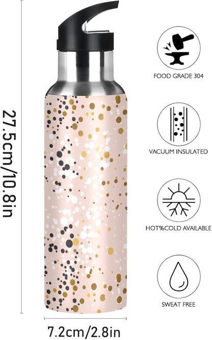 MNSRUU Insulated Water Bottle with Straw, Rainbow and Unicorns Stainless Steel Flasks for Sports Cycling Hiking School