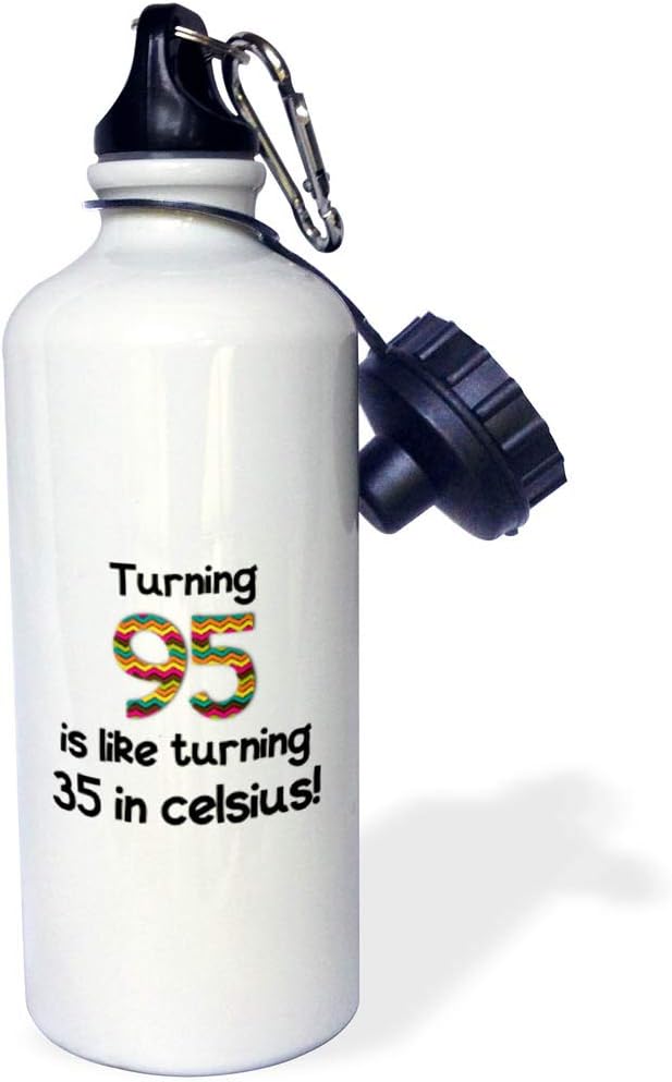 3dRose 95 is like turning 35 in celsius-humorous 95th birthday gift-Sports Water Bottle, 21oz , Multicolored