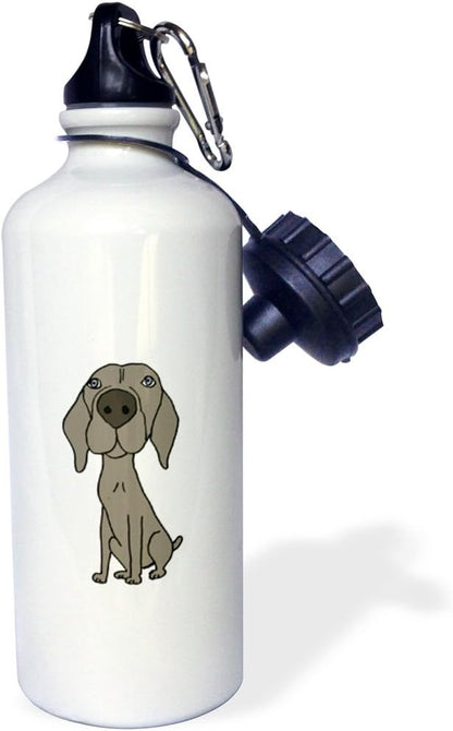 3dRose Cute Weimaraner Puppy Dog Cartoon-Sports Water Bottle, 21oz , Multicolored