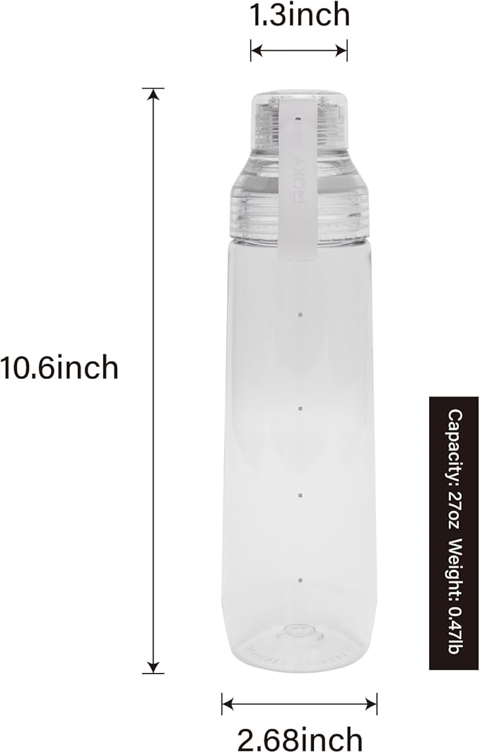 WOKY Ecozen 27oz Water Bottle - Clear Aesthetic Water Bottle with Silicone Carry Strap, Leak Proof Dishwasher Safe and Reusable, Ideal for Gym, Travel, and Everyday Use (Dark Gray)