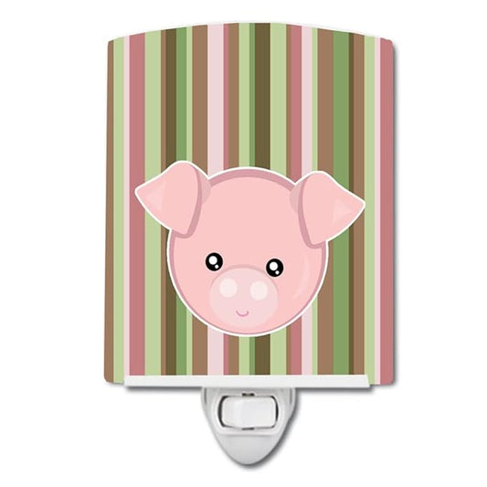 Caroline's Treasures BB6930CNL Pig Face Ceramic Night Light Compact, UL-Certified, Ideal for Bedroom, Bathroom, Nursery, Hallway, Kitchen, 6x4x3, Multicolor