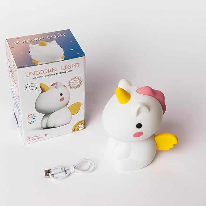 Unicorn Kids Night Light, With flying wings,Cute Animal Soft Silicone LED Color Changing Lamp,Rechargeable Kawaii Nursery Bedside Bedroom Table Decor, Best Birthday Christmas Gift for Kid Girl Boy