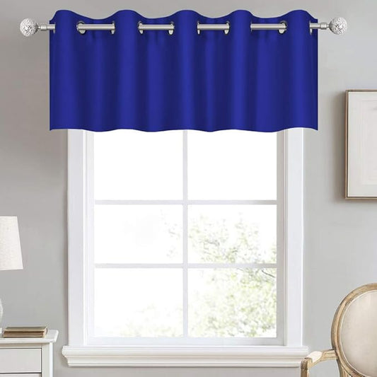 Royal Blue Valances for Bedroom Solid Blackout Thermal Insulated Cobalt Blue Valances for Windows for Living Room Kitchen Loft Grommet Top 1 Panel