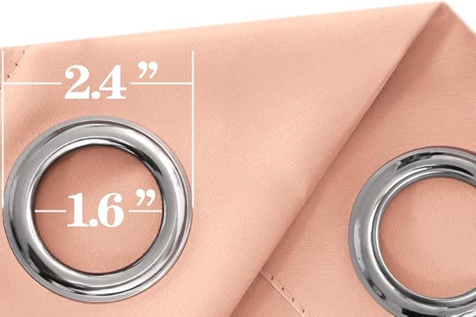 Mrs.Naturall Pink Kitchen Curtains,Blackout Short Length Window Curtains for Bedroom Blush Pink Bathroom Decor,45 Inch Long