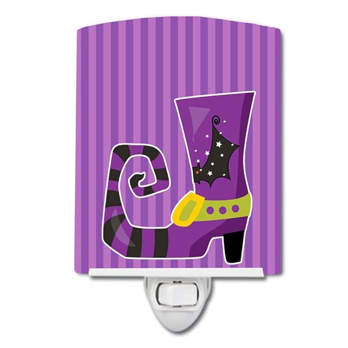 Caroline's Treasures BB9163CNL Halloween Witch's Shoe Ceramic Night Light Compact, UL-Certified, Ideal for Bedroom, Bathroom, Nursery, Hallway, Kitchen, 6x4x3, Multicolor