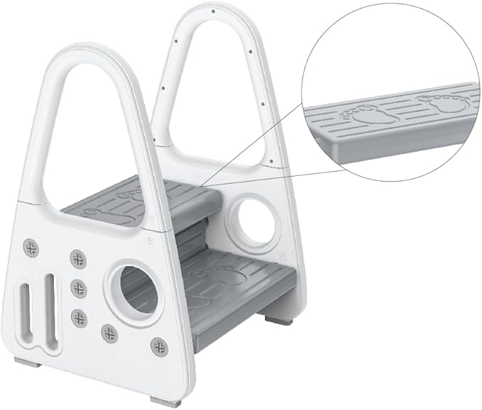 Toddler Step Stool for Bathroom Toilet Potty Training Children Step Ladder Step Stool for Kids with Safety Handles (Two Floor)