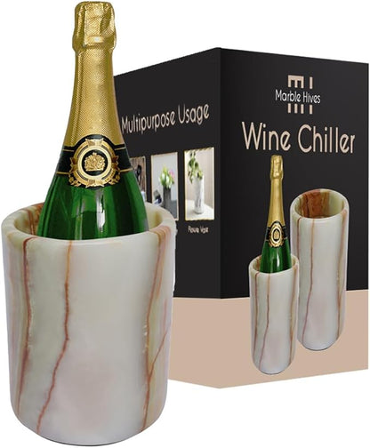 Marble Wine Chiller- Premium Wine Chiller Bucket- Perfect Wine Bottle Chiller- Keep Your Champagne Chiller and Safe- Easily Holds 750ml Bottle - Wine Cooler (Onyx Green)