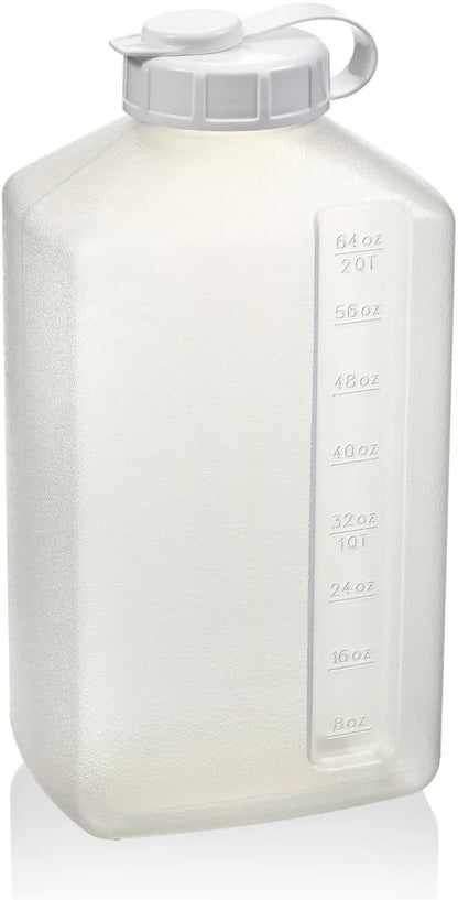 2-Quart (64 fl. oz) Water Bottle Refrigerator Shaker Bottle, Pitcher, Bottle, Engraved Measurements, Mixer Bottle, Leak Resistance, Dishwasher Safe, BPA Free, with Easy-Pour Spout