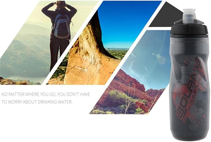 Bottle Sport Squeeze Insulated Water Bottle 20 oz BPA-Free, Sport Bike Squeeze Bottle (Black gray-20oz)