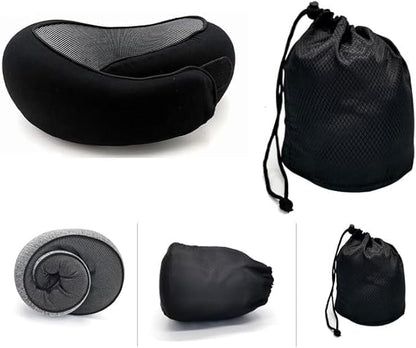 2024 Memory Foam Neck Pillow 360 Degree Neck Support Travel Pillows for Airplanes and Long Flight Travel Neck Pillow (Black)