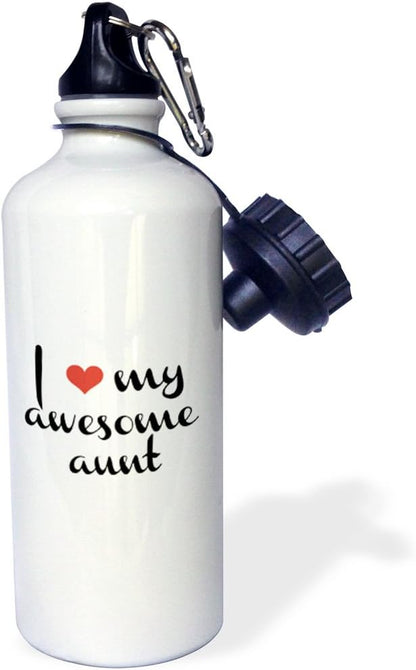 3dRose I Love My Awesome Aunt Sports Water Bottle, 21 oz, Multicolored
