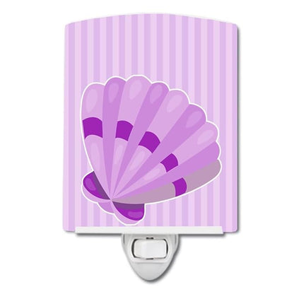 Caroline's Treasures BB8843CNL Beach Scallop Shell #2 Ceramic Night Light Compact, UL-Certified, Ideal for Bedroom, Bathroom, Nursery, Hallway, Kitchen, 6x4x3, Multicolor