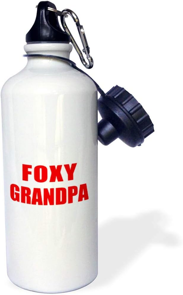 3dRose Foxy Grandpa-Funny red Text Design for a Cool hot Grandfather-Sports Water Bottle, 21oz , 21 oz, Multicolored