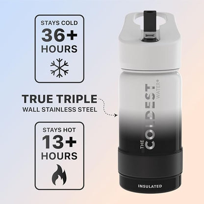 Coldest Sports Water Bottle - Straw Lid Bottle with Handle Leak Proof, Vacuum Insulated Stainless Steel, Double Walled, Thermo Mug, Metal | Hyperspace 14 oz