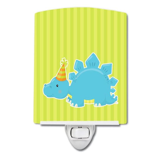 Caroline's Treasures BB8930CNL Dinosaur Green #3 Ceramic Night Light Compact, UL-Certified, Ideal for Bedroom, Bathroom, Nursery, Hallway, Kitchen, 6x4x3, Multicolor