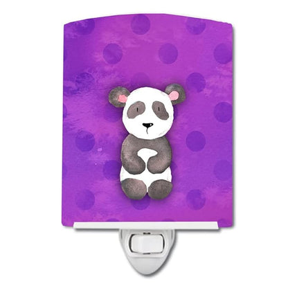 Caroline's Treasures BB7375CNL Polkadot Panda Bear Watercolor Ceramic Night Light Compact, UL-Certified, Ideal for Bedroom, Bathroom, Nursery, Hallway, Kitchen, 6x4x3, Multicolor