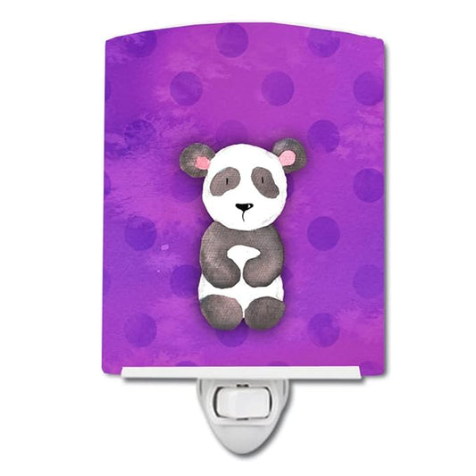 Caroline's Treasures BB7375CNL Polkadot Panda Bear Watercolor Ceramic Night Light Compact, UL-Certified, Ideal for Bedroom, Bathroom, Nursery, Hallway, Kitchen, 6x4x3, Multicolor